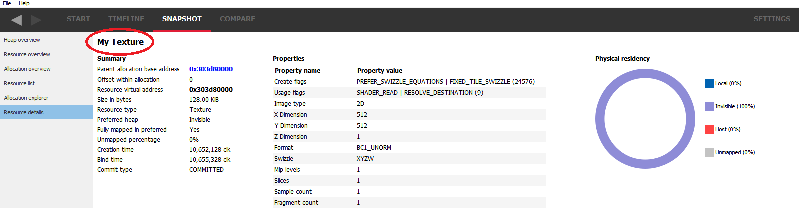 RMV Resource Details in Snapshot