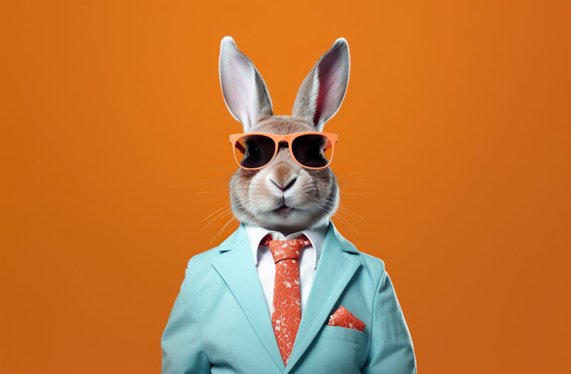 View Cool Bunny Salesperson Free Stock Image