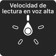 El control del rotor con la carátula apuntando hacia la configuración Velocidad de habla.