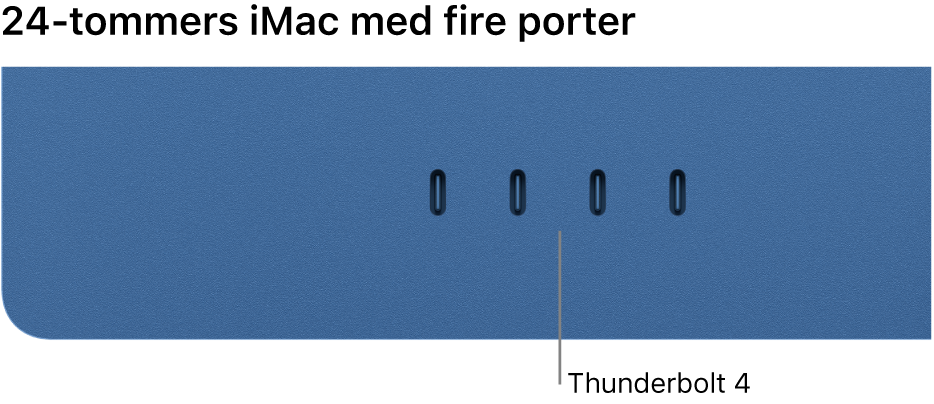 En iMac med fire Thunderbolt 4-porter.