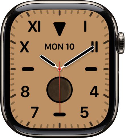 The California watch face, showing a mix of Roman and Arabic numerals. It shows the date and a Moon Phase complication.