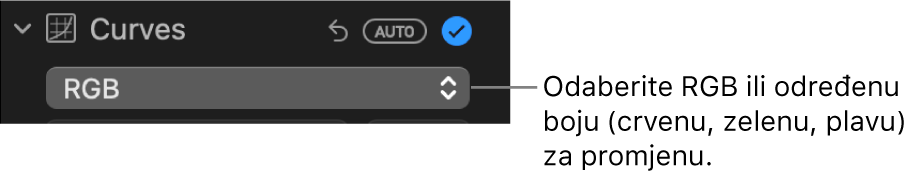 Kontrole Krivulje u prozoru Prilagodi koje prikazuju RGB odabran na skočnom izborniku.