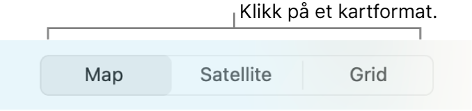 Kart-, Satellitt- og Rutenett-knapper.