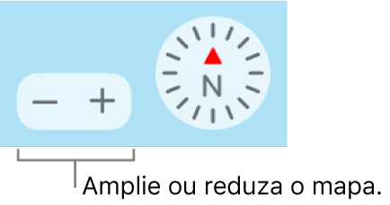 Botões de zoom no mapa.