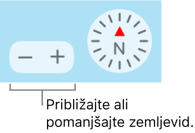 Gumba za povečavo na zemljevidu.