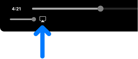 A lejátszás vezérlői az Apple TV appban. Az AirPlay-videó ikonja a folyamatjelző sáv alatt található.