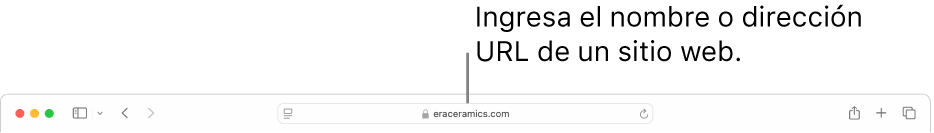 El campo de búsqueda inteligente de Safari, en donde puedes ingresar el nombre o la URL de un sitio web.