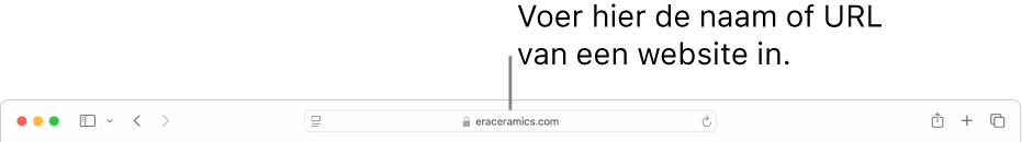 Het slimme zoekveld van Safari, waarin je de naam of URL van een website kunt typen.