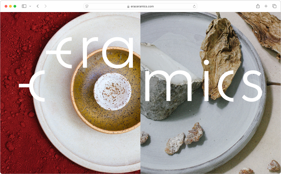 Een Safari-venster met de website van Era Ceramics.