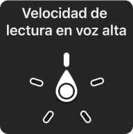 El control del rotor con la carátula apuntando hacia la configuración Velocidad de habla.