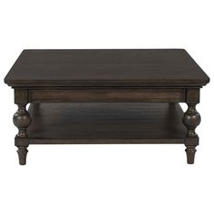 For those who appreciate a time-honored aesthetic with understated elegance, this coffee table brings home a timeless look. Its rich brown walnut finish merges seamlessly with a profiled top and traditional baluster turned legs for a richly classic appeal. And did we mention the spacious lower shelf to display your whatnots? Coffee Table Dark Wood, Low Wood Coffee Table, Dark Wood Coffee Table Living Room, Dark Academia Coffee Table, Moody Coffee Table, Brown Square Coffee Table, Main Living Room Ideas, Dark Coffee Table, Dark Brown Coffee Table