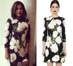 Mindy Kaling looking beautiful in this tulip print dress in NYC! Danny Castellano, Fertility Clinic, Red Vines, The Mindy Project, Mindy Kaling, Tulip Print