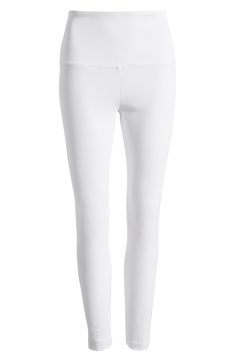 The look of your favorite skinny jeans meets the comfort of stretchy leggings, while a high waist adds just the right amount of control and a perfect fit. Pair them with loungewear on the weekends or dressier pieces for a night out on the town. 28" inseam; 9" leg opening; 11" front rise; 15" back rise (size Medium) Pull-on style 95% cotton, 5% spandex Machine wash, line dry Imported Hosiery Cheap White Knee-length Bottoms, Cheap Knee-length White Bottoms, White Lululemon Leggings, White Tights, High Waist Denim, Stretchy Leggings, White Leggings, Denim Leggings, Lululemon Leggings