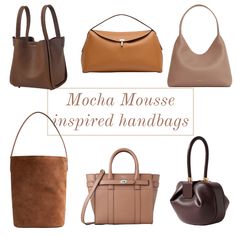 Mocha Mousse inspired handbags for 2025. Click through to read about Mocha Mousse handbags inspired by the color of the year. #handbags #mochamousse #colorof2025 #coloroftheyear #itbags #totes #hobos #mochahandbags #mochamoussehandbags #chocolatebrown #chocolatebrownhandbags #streetstyle #colortrends Inspired Handbags, Mocha Mousse, Brown Handbag, Mocha Brown, Color Of The Year, Chocolate Brown, Color Trends, Color Inspiration, Mocha