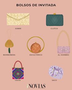 the different types of handbags are shown in this poster, which is also available for purchase