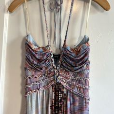 Like New Condition-Sky Halter Dress With Braided Detailing. Maxi Style With A Dip Hem. Soft Jersey Fabric. Boho Formal Dress, 2025 Outfit, Boho Formal, Maxi Halter Dress, Sky Purple, Hippie Clothes, Dye Dress, Maxi Styles, Tie Dye Dress