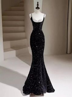 Lightlark Series, Black Sequin Prom Dress, Long Black Evening Dress, Prom Dress Black, Black Formal Dress, Black Mermaid, Mermaid Sequin, 파티 드레스, Prom Dress Ideas