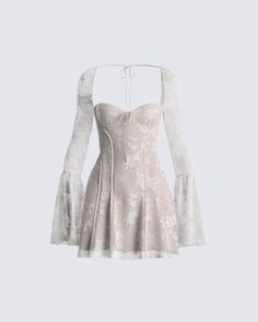 Kavita Ivory Lace Mini Dress Last Bell Dress, One Piece Dress Ideas, Elegant Dresses White, White Elegant Outfit, White Style Outfit, Shoes To Wear With Dresses, Elegant Mini Dresses, White Sleeve Dress, White Dress Ideas