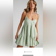 Showpo Salina Dress Sage Size Us 4 Au 8 Fits Like A Size Small Brand New Never Worn Still In Bag With Tags Sold Out Online Lace Up Back 100% Cotton Fully Lined Dress Sage, Size 4, Lace Up, Mini Dress, Womens Dresses, Tags, Brand New, Lace, Customer Support