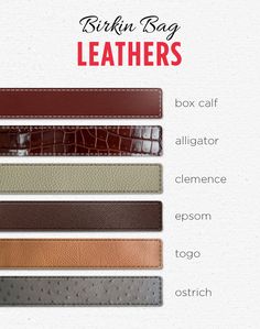 Hermes Birkin Leather Types, Type Of Leather Fabrics, Types Of Hermes Bags, Hermes Bag Types, Birkin Size Guide, Types Of Leather Fabrics, Hermes Leather Types, Birkin Closet, Birkin Sizes