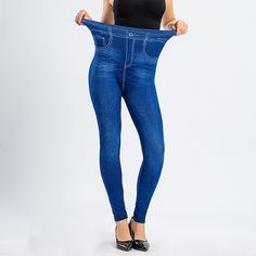 Fabric:Faux Denim; Gender:Women's; Style:Fashion; Elasticity:Stretchy; Occasion:Casual,Weekend; Fit Type:Skinny; Function:Butt Lift,Tummy Control,Comfort; Waistline:High Waist; Pattern:Solid Color; Special Size:Normal; Pants Type:Tights,Leggings,Bell Bottom; Fly Type:Elasticity; Front page:FF; Listing Date:08/08/2022; Production mode:External procurement; Hips:; Length:; Waist:; Pants Length:Ankle-Length Plain Leggings, High Waist Fashion, Fashion Tights, Casual Weekend, Ankle Length Pants, Type Of Pants, Bell Bottom, Fashion Mode, Leggings Fashion