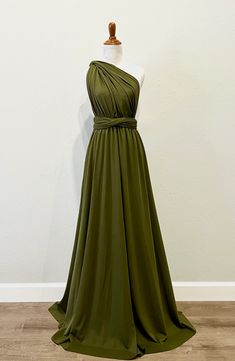 Olive Green Infinity Dress/ Wrap Convertible Bridesmaid Dress Olive Green Evening Dress, Olive Green Bridesmaid Dress Mismatched, Green Infinity Dress, Olive Green Bridesmaid Dress, Mismatched Green Bridesmaid Dresses, Infinity Dress Styles, Formal Wrap, Olive Bridesmaid Dresses, Infinity Gown