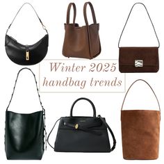 Winter handbag trends 2025 on the blog. Click through to read about the hottest winter handbag trends for 2025 #handbags #handbagtrends #bagtrends #itbags #streetstyle #luxury #bucketbags #shoulderbags #suedehandbags #boxbags #satchels #totes Purses In Style Now, Bag 2025 Trend, 2025 Handbag Trends, Affordable Luxury Handbags, 2025 Bag Trends, Handbags 2025, Winter Handbag, Trending Purses, 2025 Outfits