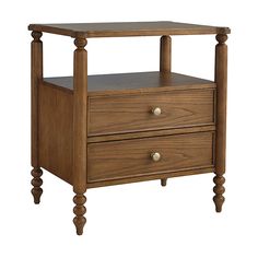 an end table with two drawers on one side and a drawer on the other hand