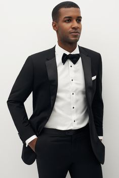 Nothing says timeless like a classic black tuxedo. We love this tux! Pair with our classic black tuxedo pants and a vest to complete your black tie look. Wedding Men Outfits, Men Outfits Formal, Wedding Men Outfit, All Black Tuxedo, Black Tie Wedding Attire, Black Tuxedo Wedding, Classic Black Tuxedo, Wedding Guest Men, Creative Black Tie