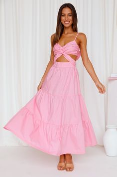 Maxi Dress Preppy, Preppy Maxi Dress, Pastel Maxi Dress, Brunch Dresses, Black Dress Style, Preppy Dress, Halter Sundress, Pink Sundress, Bodycon Dress Formal