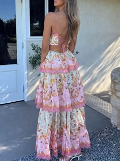 Laurel Blossom Flowers Floral Print Scalloped Pom Trim Tiered Midi Dre Shein Outfits Fall, Fall Outfits Office, Outfits Ideas College, Aesthetic Uniform, Cozy Fall Outfits Aesthetic, Trendy Shein Outfits, Fall Teacher Outfits, Christmas Outfits Aesthetic, Uniform Outfits Ideas