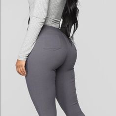 Stretch Legging 5 Pockets Skinny Leg Wide Waistband 75% Rayon 20% Nylon 5% Spandex Gray Stretch Elastane Leggings, Gray High Stretch Casual Pants, High Waist Gray Elastane Bottoms, Chic Stretch Gray Bottoms, Trendy Stretch Gray Bottoms, Trendy Gray Stretch Bottoms, High Waist Gray Elastane Pants, Casual Gray Elastane Leggings, Fitted Gray Elastane Leggings