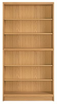 an empty wooden bookcase with three shelves