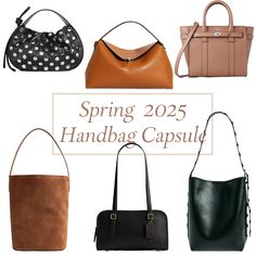 Spring handbag capsule wardrobe spring 2025 on the blog. Click through to read about my spring handbag capsule wardrobe for spring 2025 #handbags #springhandbags #itbags #capsulewardrobe #handbagcapsule #totebags #eastwestbags #studdedbags #bucketbags #springbags #streetstyle #luxury Spring Bags, Studded Bag, Spring Capsule Wardrobe, Capsule Wardrobe, Bucket Bag, Fashion Blogger, Street Style, Wardrobe