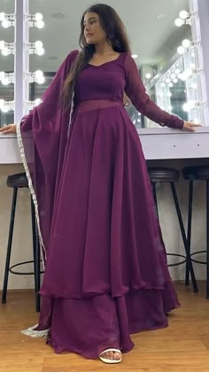 Georgette Anarkali, Anarkali Dress Pattern, Long Dress Design, Anarkali Gown, Fancy Dresses Long, Trendy Dress Outfits