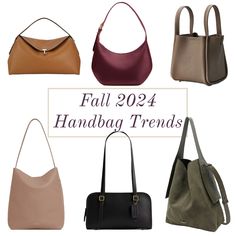 Fall handbag trends 2024 on the blog. Click through to read about the hottest fall handbag trends for fall 2024 #handbags #handbagtrends #fall2024 #fw24 #fallhandbags #fallhandbagtrends #falltrends #style #fashion #fallstyle #fallfashion #streetstyle #luxury #totes #satchels #hobohandbags #shoulderbags Fall Pocketbooks, 2024 Purse Trends, 2024 Handbags, Fall Handbag Trends, Winter Handbags