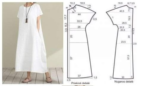 Tunik Linen, Linen Dress Pattern, Simple Dress Pattern, Tunic Sewing Patterns, Japanese Sewing Patterns, Dress Patterns Diy, Sewing Blouses, Sewing Clothes Women, Sew Ins