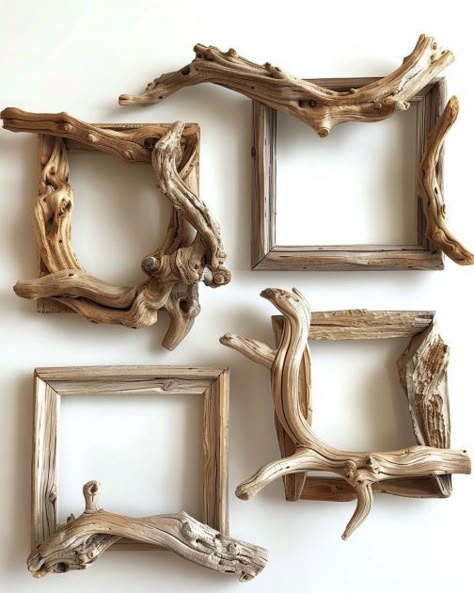 Couple crafts 8 driftwood picture frames. Their living room now exudes a coastal vibe Couple Crafts, Driftwood Frame, Driftwood Diy, Driftwood Art Diy, Driftwood Ideas, Driftwood Projects, Driftwood Wall Art, Driftwood Sculpture, Deco Nature