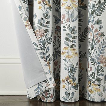 Linden Street Bayshore Print Energy Saving 100% Blackout Grommet Top Single Curtain Panel, Color: Multi Floral Blue - JCPenney Pattern Curtains Living Room, Farmhouse Curtains Living Room, Rv Windows, Cottage Curtains, Drape Fabric, Blackout Curtains Bedroom, Dining Room Curtains, Farmhouse Curtains, Pattern Curtains