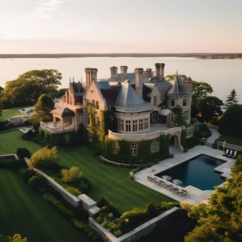 Taylor Swift House in Watch Hill Taylor Swift Mansion, Mansion Aerial View, Taylor Swift House Rhode Island, Newport Rhode Island Mansions, Celebrity Houses Mansions, Mansion On A Hill, Historical Mansion, Green Mansion, Old Money Mansion