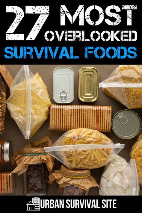 In terms of survival food, rice, beans, pasta, and canned vegetables show up frequently as staples to have on hand. Then, you usually see sugar, flour, and other long-lasting foods. These are good options, but many other choices are often overlooked. Here is a list of foods and ingredients that offer a long shelf life as well as nutrition that you will need in an emergency scenario. Food That Lasts Forever Survival, Dried Foods For Survival, Post Apocalyptic Party Food, Survival Foods To Stockpile, Diy Survival Food Buckets, Recipes For Preppers, Non Perishable Foods List Survival Kits, Power Outage Food Ideas, How To Food Prep