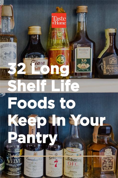 Long shelf life foods are pantry staples. Keep these on hand for years (or even decades!). Long Shelf Life Food, Staple Pantry Items, Long Term Pantry Storage, Foods With Longest Shelf Life, Shelf Stable Foods To Stock Up On, How To Store Food Long Term, Best Long Term Food Storage, Storing Food Long Term, Food Shelf Life