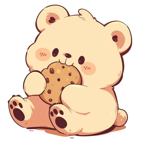 Cute bear eating cookie | free image by rawpixel.com / Ning Aesthetic Bear Stickers Printable, Cute Bear Art Kawaii, Cartoon Bears Cute, Cute Teddy Bear Cartoon, Cookie Cute Drawing, Cute Animal Art Cartoon, Cute Animal Pictures Cartoon, Chibi Bear Drawing, Cute Digital Art Doodles