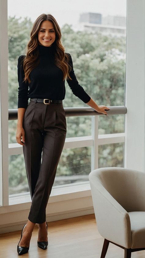 Womens Business Photoshoot Ideas, Real Estate Outfits For Women Winter, Formal Business Event Outfit, 30s Work Outfits, Sleek Office Outfit, Business Casual Flare Pants, Chic Business Professional, Women’s Business Fashion 2025, Vest Professional Outfit