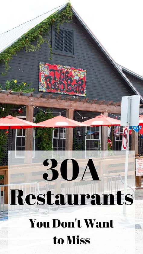 15 of the Best 30A Restaurants you won’t want to miss. From Rosemary beach to Seaside to Santa Rosa Beach, everything you need to know about the best places to eat while visiting 30A Florida.  #30A #Seaside #Florida #30Arestaurants Seacrest Beach Florida Restaurants, 30a Must Do, Santa Rosa Beach Florida Restaurants, 30a Restaurants Florida, Inlet Beach Florida 30a, Miramar Beach Florida Restaurants, Inlet Beach Florida, Things To Do In Santa Rosa Beach Florida, Seaside Florida Restaurants