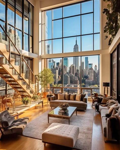 Apartamento New York, Appartement New York, Penthouse Aesthetic, Penthouse Ideas, Rooms Aesthetic, Nyc Penthouse, New York Penthouse, Spring Interiors, Apartment View