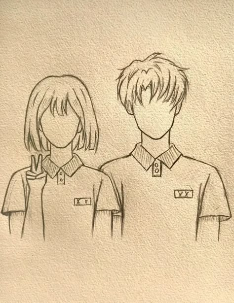 Anime Cartoons Drawing, Aesthetic And Simple Drawings, Simple And Cute Sketches, Cute Anime Couple Drawing Easy, Cute Cartoon Drawings Couples, Simple Couple Sketch, Pencil Art Drawings Easy Cute, Sketch Simple Ideas, Cute Couple Drawings Aesthetic Easy Sketches