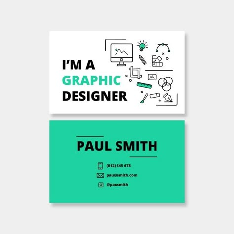 Graphic Designer Visiting Card Ideas, Graphic Designer Logo Personal Branding, Graphic Designer Business Card, Graphic Designer Business, Funny Business Cards, Front 242, Designer Business Card, Card Template Free, Creative Business Cards