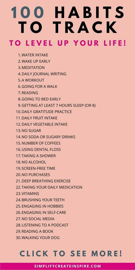 100 healthy habits to track if you're looking for ideas on how to use a habit tracker. These habit-tracking ideas will help you create productive routines and habits in your life to improve your life and live intentionally. This includes a free printable habit tracker that you can use to track your habits. Free printable tracker 100 Habits To Track, Habit Tracking Journal Ideas, Habit Tracker Checklist, Change Lifestyle Ideas, Healthy Habits Routine, Healthy Habit Challenge, How To Live A Healthy Life, How To Change Your Habits, Habitica Ideas