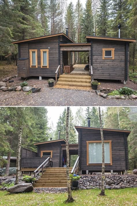 Dröm Hus Planer, A Cabin In The Woods, Container House Plans, Building A Shed, Container House Design, House Cabin, Metal Building Homes, Tiny House Cabin, Pole Barn Homes